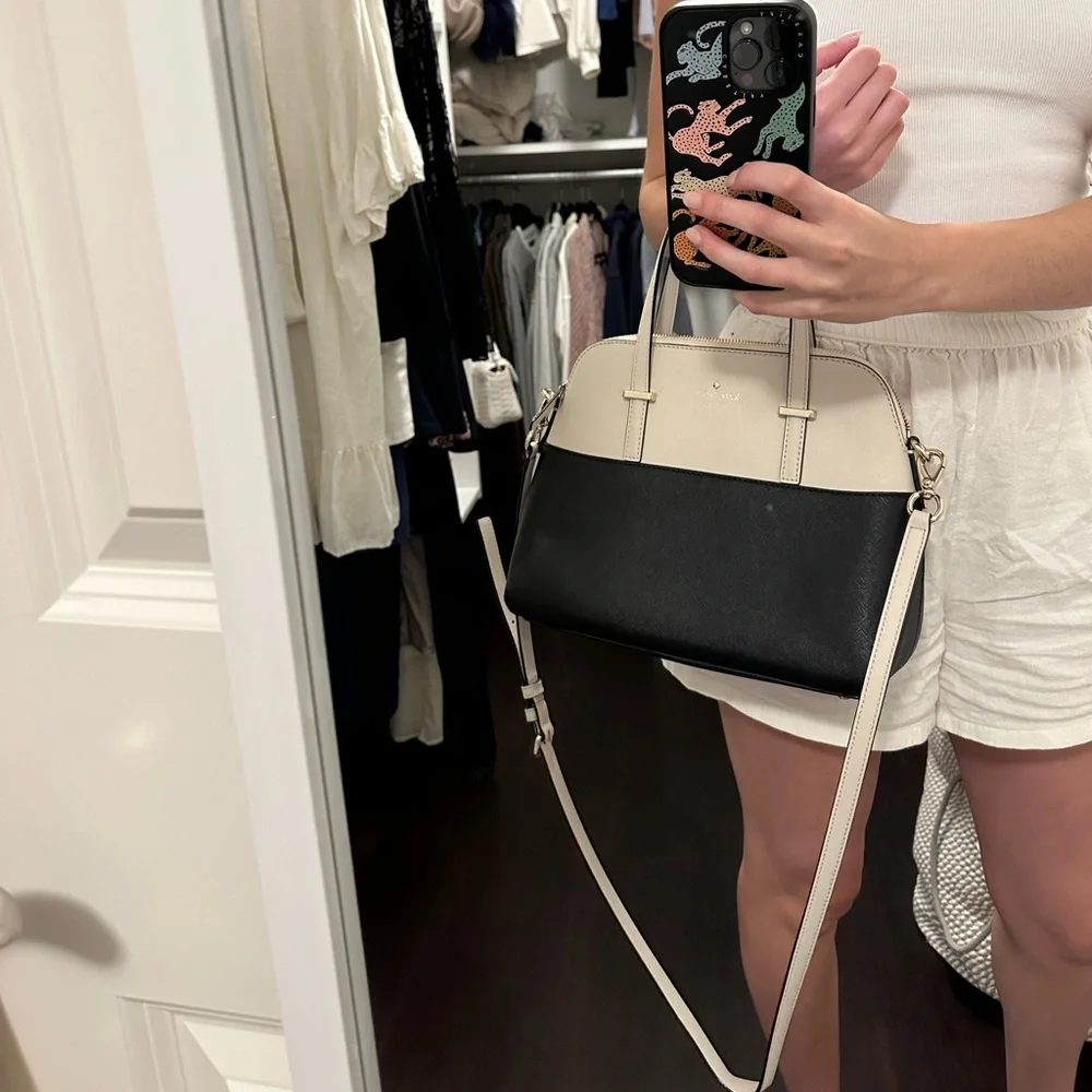 kate spade Black and Cream Two-Tone Crossbody Satchel - Picture 5 of 6